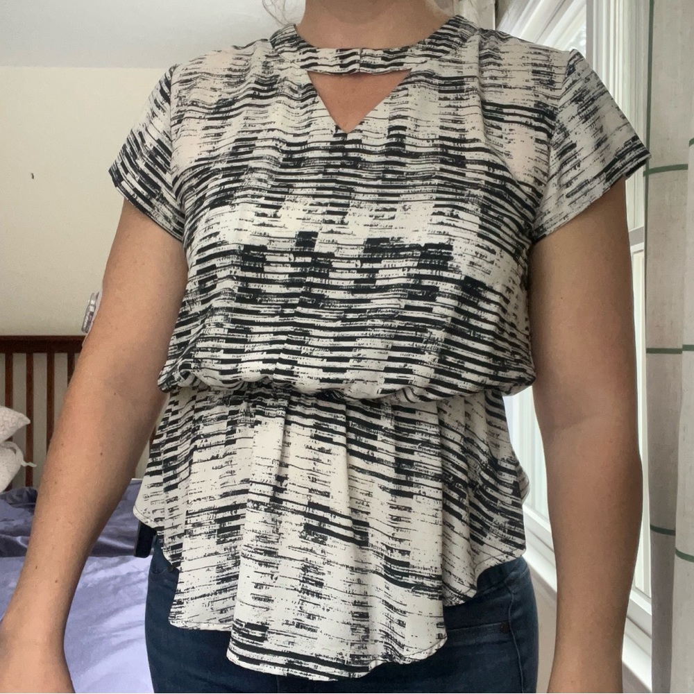 Black and White Striped Blouse